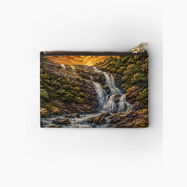 Item preview, Waterfall Sunset Forest Landscape Art Nature Design designed and sold by IGLCreative.