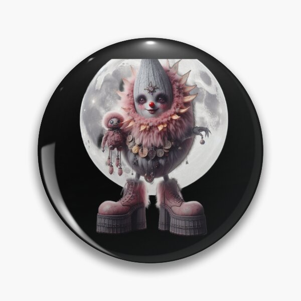 Item preview, Creepy Cute Fluffy Clown Creature with Full Moon designed and sold by LujziWorld.
