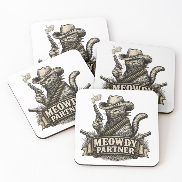Item preview, Meowdy Partner Cowboy Cat | Cute Western Cat Meme designed and sold by CozyNekoClub.