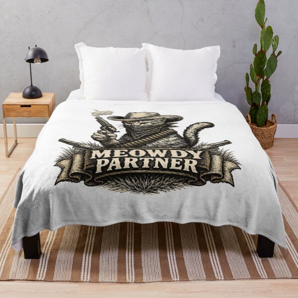 Item preview, Meowdy Partner Cowboy Cat | Cute Western Cat Meme designed and sold by CozyNekoClub.