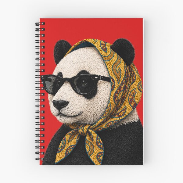 Item preview, Fashion Panda Embroidery Art, Panda with Sunglasses, Vintage Headscarf Animal Portrait designed and sold by ColorSplash123.