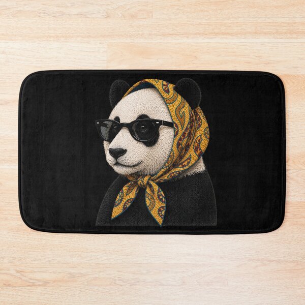 Item preview, Fashion Panda Embroidery Art, Panda with Sunglasses, Vintage Headscarf Animal Portrait designed and sold by ColorSplash123.