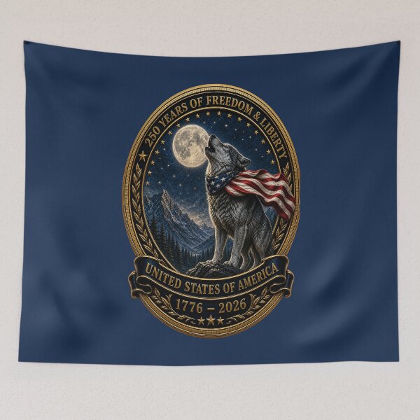 Item preview, American Wolf 250 Years of Freedom designed and sold by FREENATION2026.