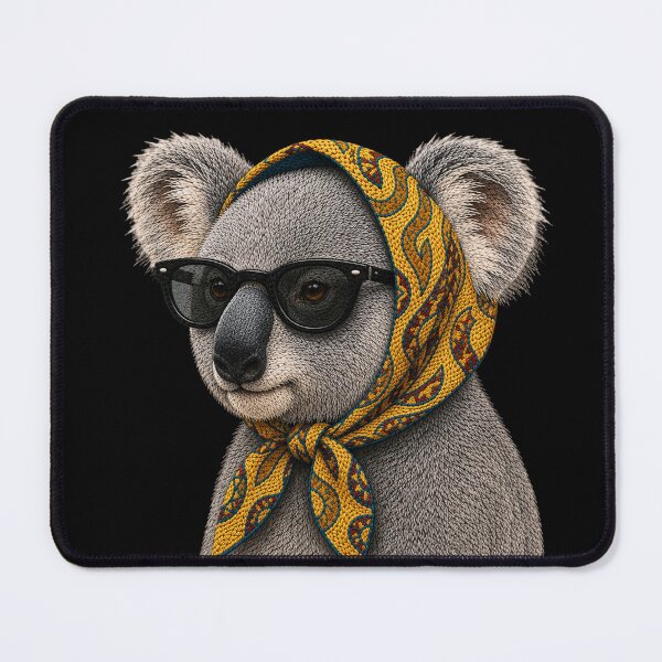 Item preview, Fashion Koala Embroidery Art, Koala with Sunglasses, Vintage Headscarf Animal Portrait designed and sold by ColorSplash123.