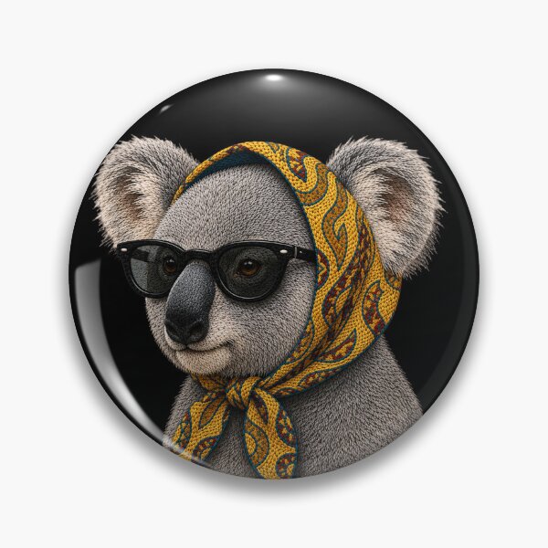 Item preview, Fashion Koala Embroidery Art, Koala with Sunglasses, Vintage Headscarf Animal Portrait designed and sold by ColorSplash123.