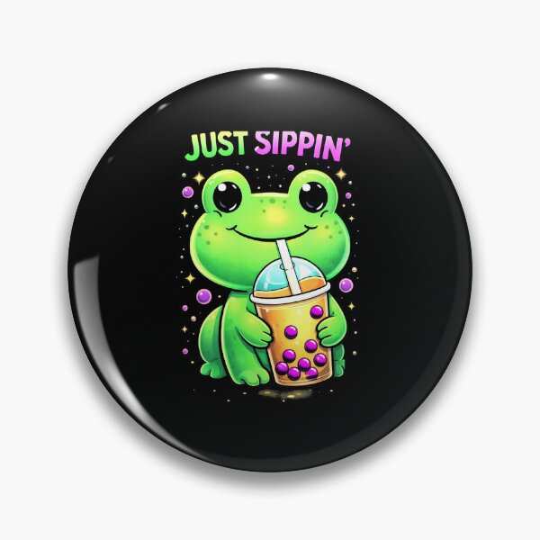 Item preview, Just Sippin Cute Frog Drinking Bubble Tea Kawaii Cartoon Art designed and sold by MiALopezArt.