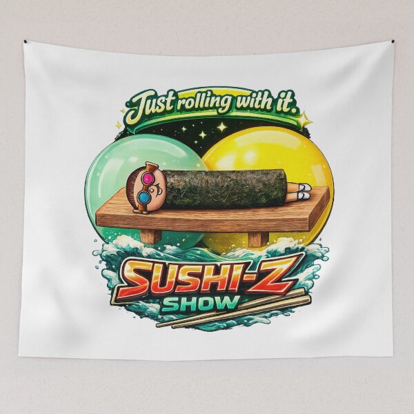 Item preview, Sushi-Z Show: Just Rolling With It Retro Japanese Pop Art designed and sold by Surreal Characters & Cute Pups.