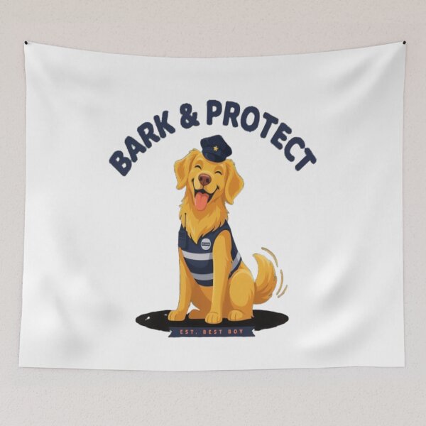 Item preview, Bark And Protect Golden Retriever Security Dog Design designed and sold by ClaussShop.