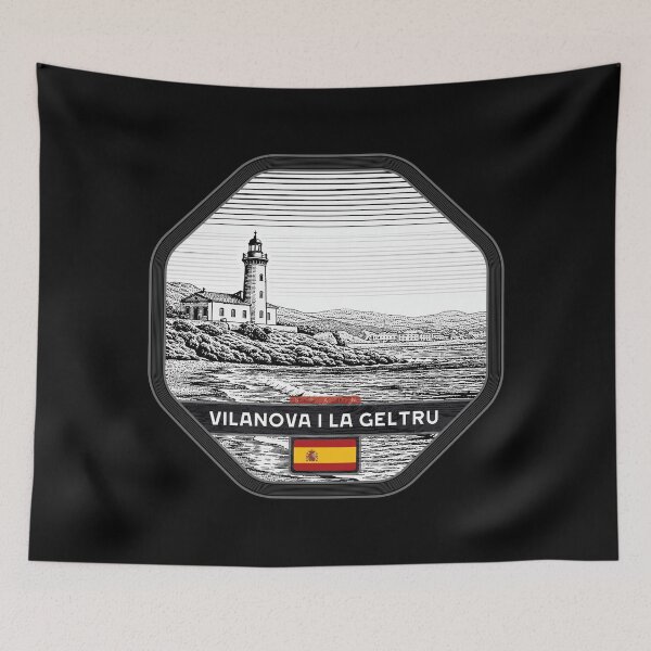 Item preview, Vilanova i La Geltru Spain Linocut Style  designed and sold by Thistle-TShop.