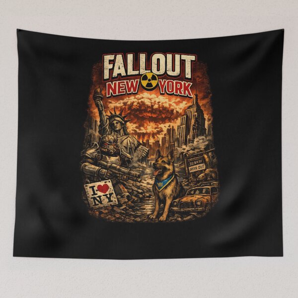 Item preview, Fallout New York Wasteland Poster | Post Apocalyptic NYC Dogmeat Retro Gaming Design designed and sold by RockyLambda.