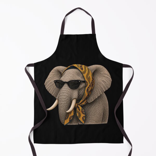 Item preview, Fashion Elephant Embroidery Art, Elephant with Sunglasses, Vintage Headscarf Animal Portrait designed and sold by ColorSplash123.