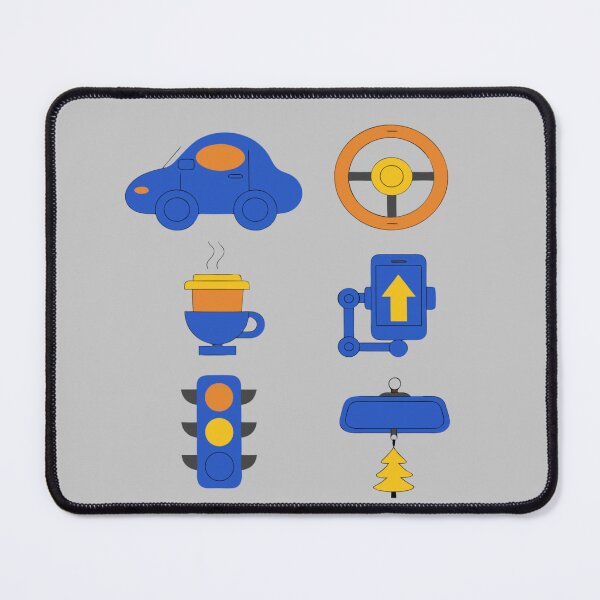Item preview, Retro Daily Driver Icon Set — Vintage Car Coffee Commute Illustration | Steering Wheel Traffic Light Navigation Flat Design Art designed and sold by Yasmine Mohammed.