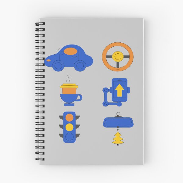 Item preview, Retro Daily Driver Icon Set — Vintage Car Coffee Commute Illustration | Steering Wheel Traffic Light Navigation Flat Design Art designed and sold by Yasmine Mohammed.