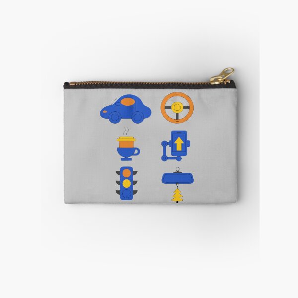 Item preview, Retro Daily Driver Icon Set — Vintage Car Coffee Commute Illustration | Steering Wheel Traffic Light Navigation Flat Design Art designed and sold by Yasmine Mohammed.