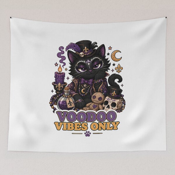 Item preview, Voodoo Vibes Only Spooky Black Cat Sticker designed and sold by MoodCats.