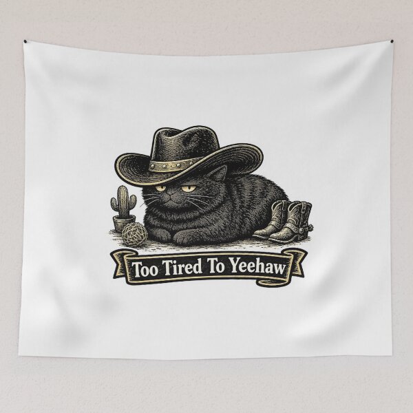 Item preview, Too Tired To Yeehaw Cowboy Cat  | Sleepy Western Loaf designed and sold by CozyNekoClub.