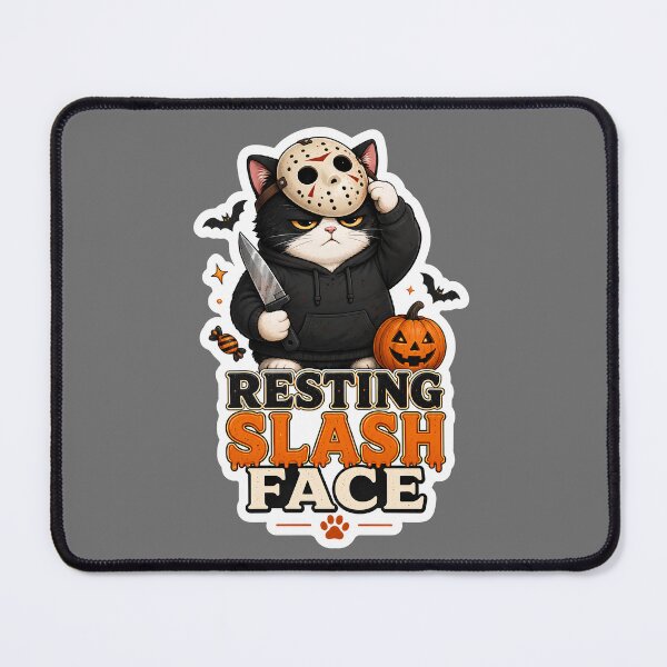 Item preview, Resting Slash Face Halloween Horror Cat Sticker designed and sold by MoodCats.