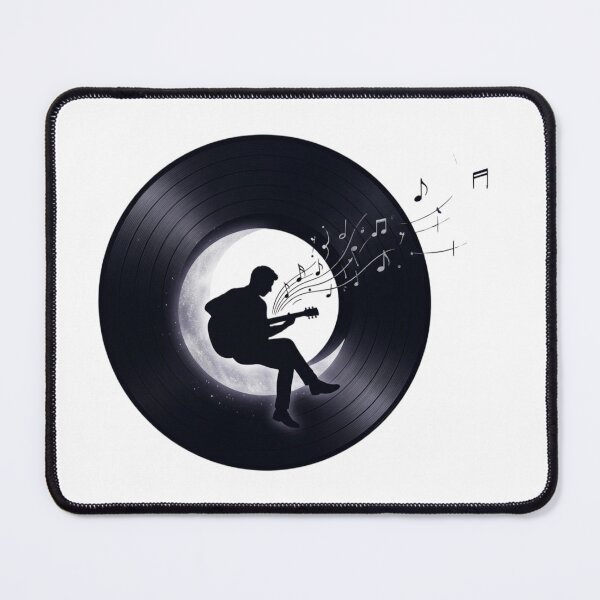 Item preview, Cosmic Guitarist Silhouette on Crescent Moon Vinyl designed and sold by Common-Standard.