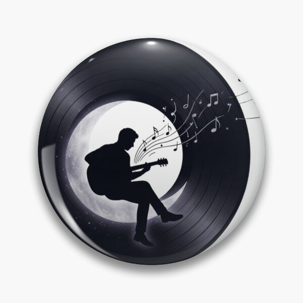 Item preview, Cosmic Guitarist Silhouette on Crescent Moon Vinyl designed and sold by Common-Standard.