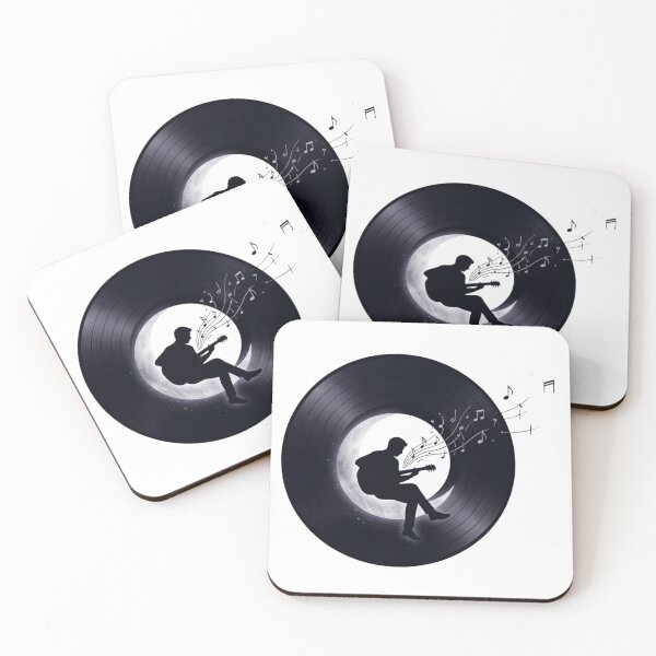 Item preview, Cosmic Guitarist Silhouette on Crescent Moon Vinyl designed and sold by Common-Standard.