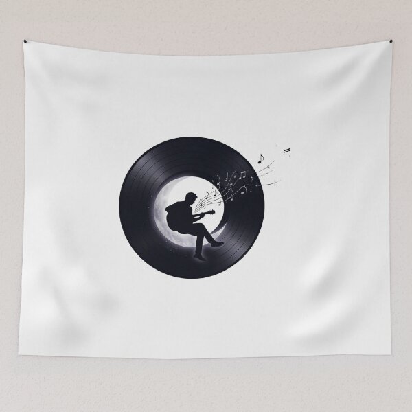 Item preview, Cosmic Guitarist Silhouette on Crescent Moon Vinyl designed and sold by Common-Standard.