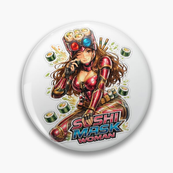 Item preview, Sushi Mask Woman - Cyberpunk Anime Style Japanese Food Art designed and sold by Surreal Characters & Cute Pups.