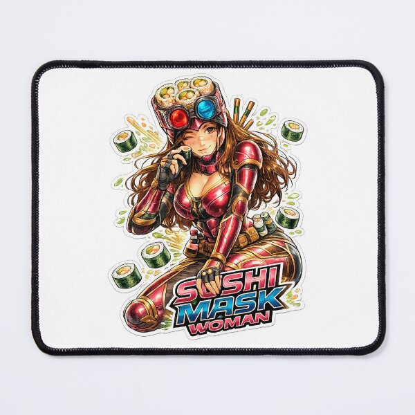 Item preview, Sushi Mask Woman - Cyberpunk Anime Style Japanese Food Art designed and sold by Surreal Characters & Cute Pups.