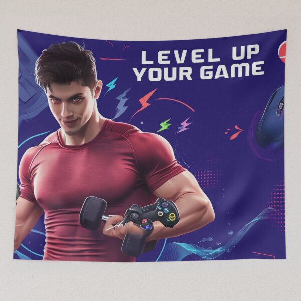 Item preview, Level Up Your Game Gamer Fitness Workout Art  designed and sold by maplesoulkiller.