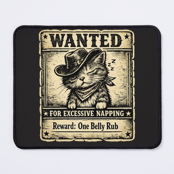 Item preview, Wanted For Excessive Napping Cat | Funny Outlaw Kitty designed and sold by CozyNekoClub.