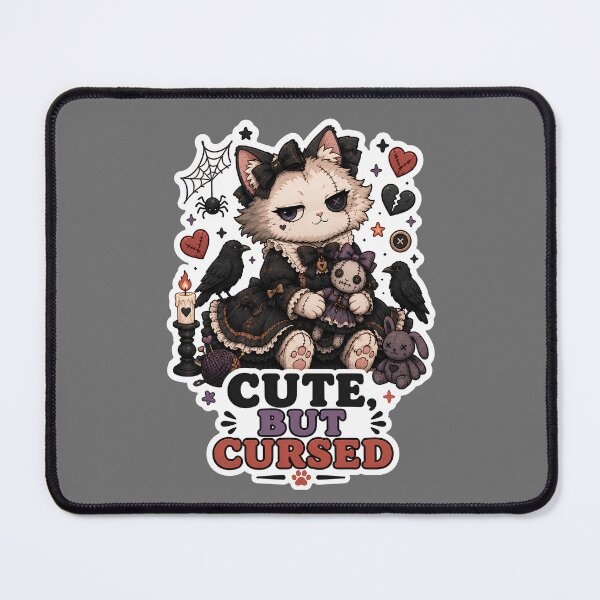 Item preview, Cute But Cursed Gothic Halloween Cat Sticker designed and sold by MoodCats.