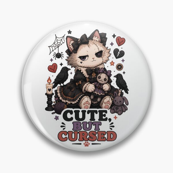 Item preview, Cute But Cursed Gothic Halloween Cat Sticker designed and sold by MoodCats.