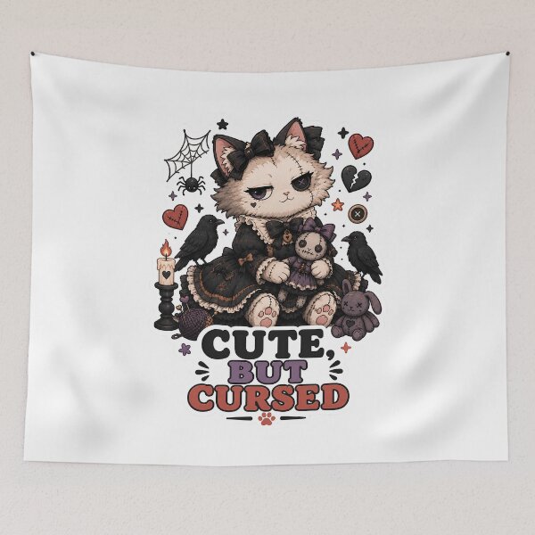 Item preview, Cute But Cursed Gothic Halloween Cat Sticker designed and sold by MoodCats.