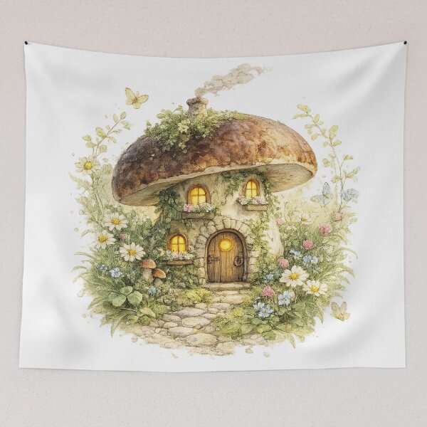 Item preview, Porcini Mushroom Cottage Cottagecore Forest Magic Art designed and sold by CalmCapy Co.