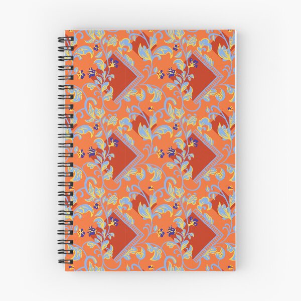 Item preview, Turkish Floral Vine Pattern – Ottoman Arabesque Bold Orange Blue Iznik Ornate Print designed and sold by Zaya_art.