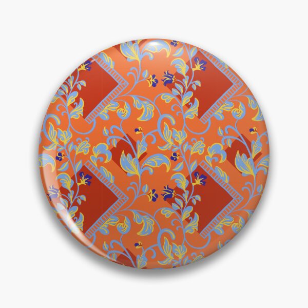 Item preview, Turkish Floral Vine Pattern – Ottoman Arabesque Bold Orange Blue Iznik Ornate Print designed and sold by Zaya_art.