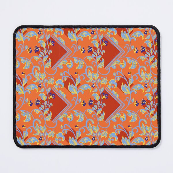 Item preview, Turkish Floral Vine Pattern – Ottoman Arabesque Bold Orange Blue Iznik Ornate Print designed and sold by Zaya_art.