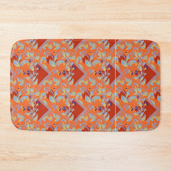 Item preview, Turkish Floral Vine Pattern – Ottoman Arabesque Bold Orange Blue Iznik Ornate Print designed and sold by Zaya_art.