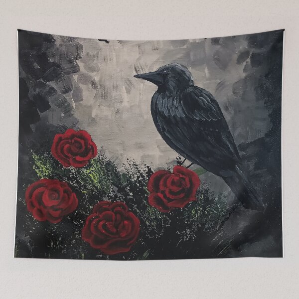 Item preview, Midnight Crow in Crimson Roses designed and sold by ArtistsAtticWI.