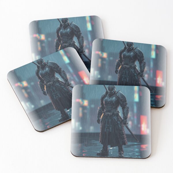 Item preview, Cyber Samurai Rain — Neo Tokyo Neon Art Print designed and sold by Tokyo Neo Noir Collective .