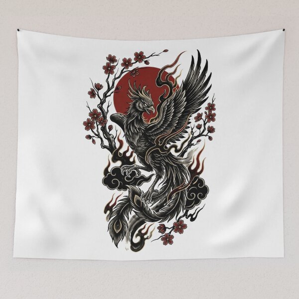 Item preview, Phoenix with Sakura Japanese Tattoo designed and sold by Irezumiya.
