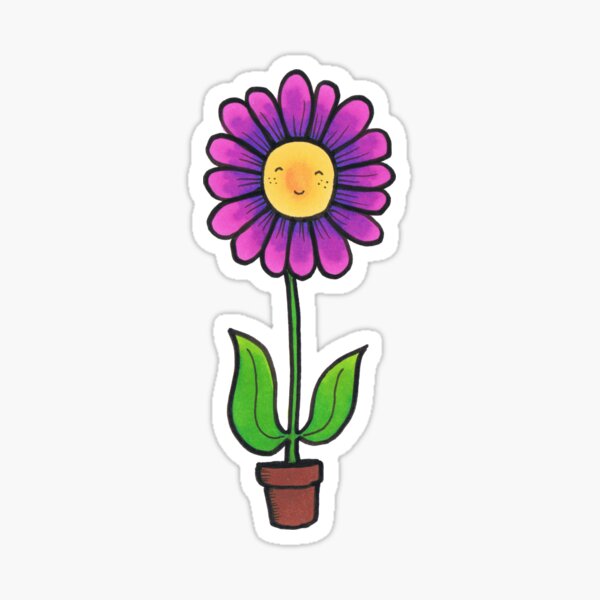 Happy little Flower in a Pot. Sticker