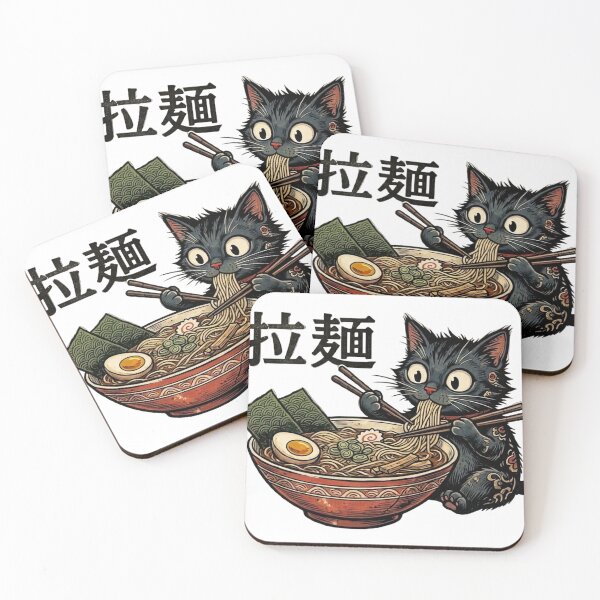 Item preview, Cute Cat Eating Ramen Japanese Noodles | Funny Kawaii Anime Ukiyo-e Art designed and sold by Sobari.