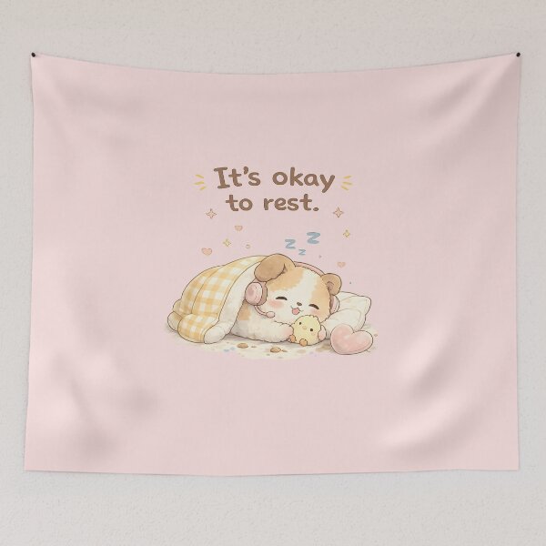 Item preview, It Is Okay to Rest Cute Dog Motivational Quote Design with Relaxing Calm Vibes designed and sold by ArtsyGlaze.