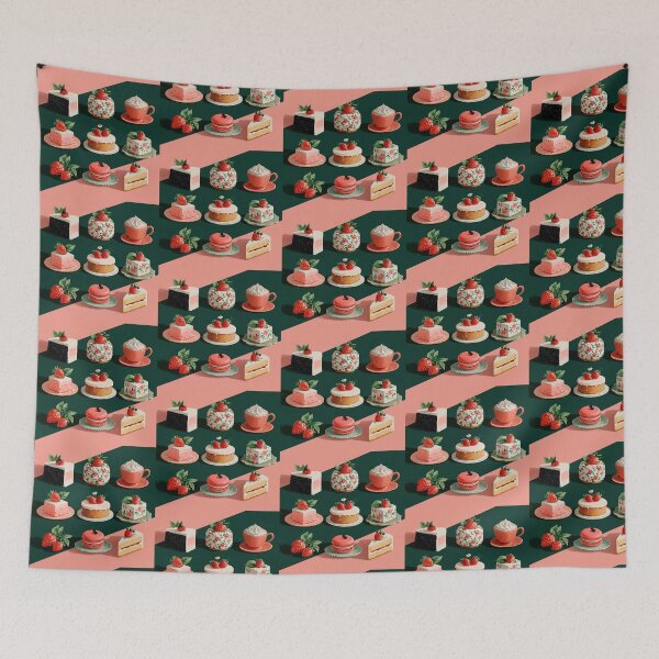 Item preview, Sweet Vintage Strawberry Desserts Aesthetic Illustration designed and sold by colorful-white.