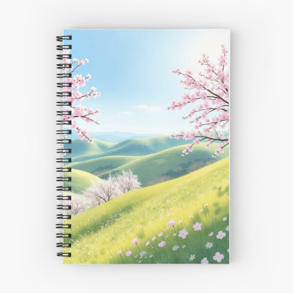 Item preview, Cherry Blossom Hills Spring Landscape Art Print designed and sold by EllDAV777.