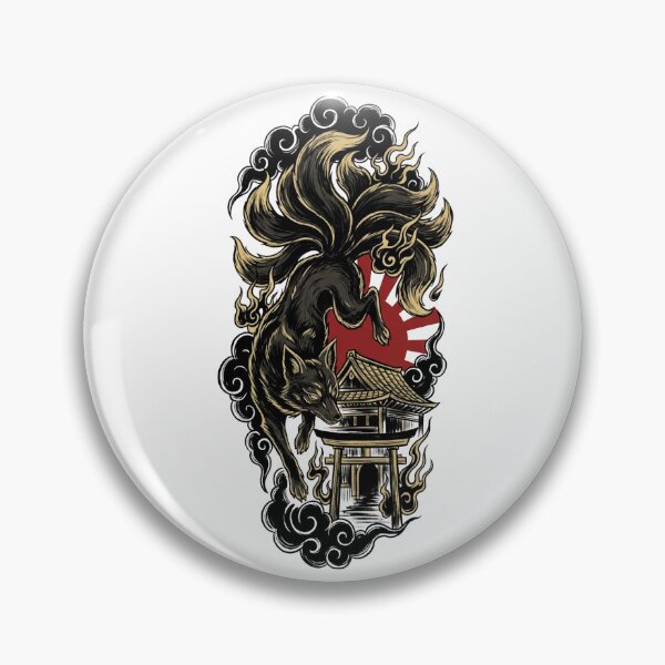 Item preview, Kitsune Shrine Eclipse Japanese Tattoo designed and sold by Irezumiya.