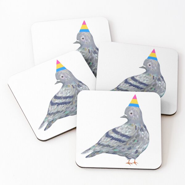 Item preview, pansexual party hat pigeon designed and sold by lemonfern.