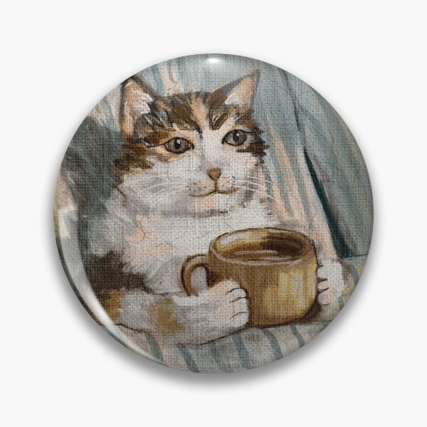 Item preview, Cozy Cat Drinking Coffee in Bed designed and sold by LafinaArt.