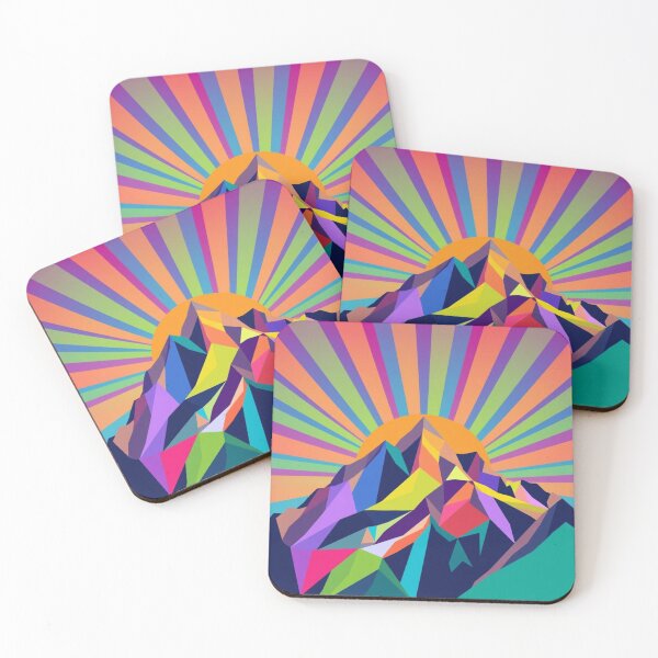 Item preview, Vibrant Geometric Mountain Sunrise - Colorful Polygonal Landscape Art designed and sold by EllDAV777.