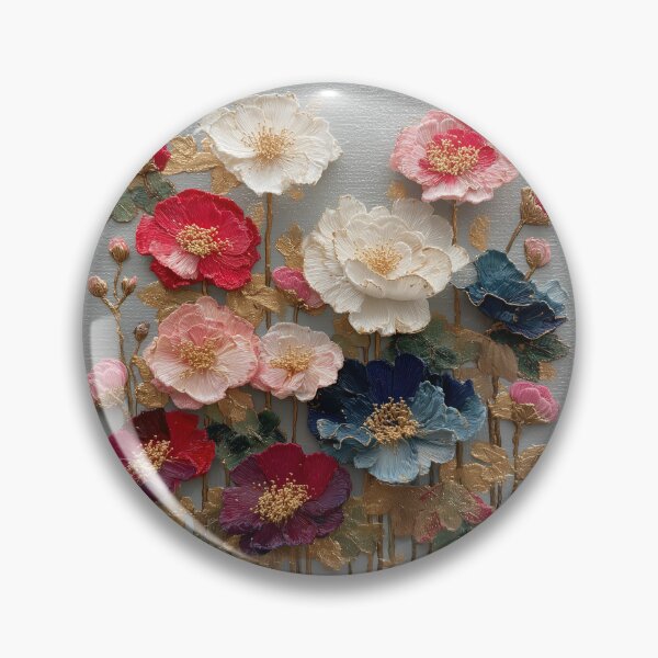 Artikelvorschau, Elegante, strukturierte Impasto-Blumenkunst mit goldenen Akzenten entworfen und verkauft von colorful-white.